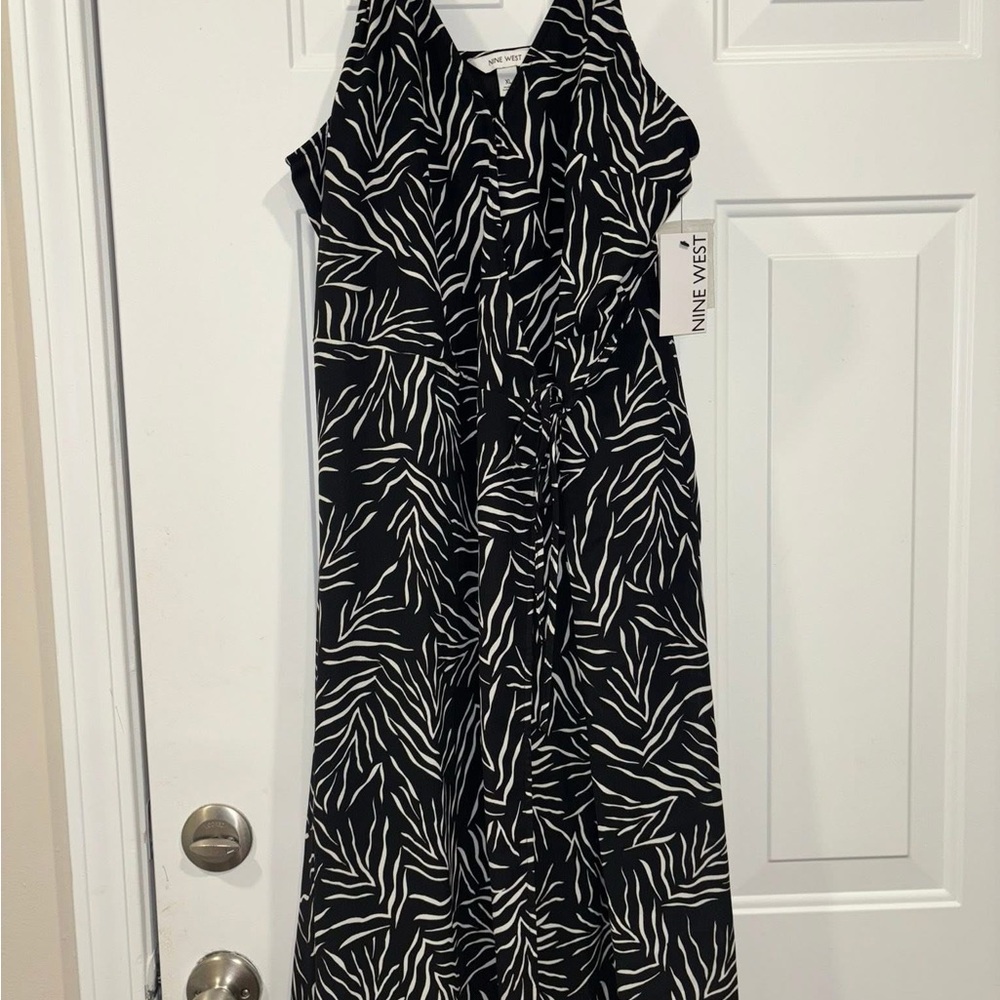 Nine West Black and White Halter Maxi Sundress